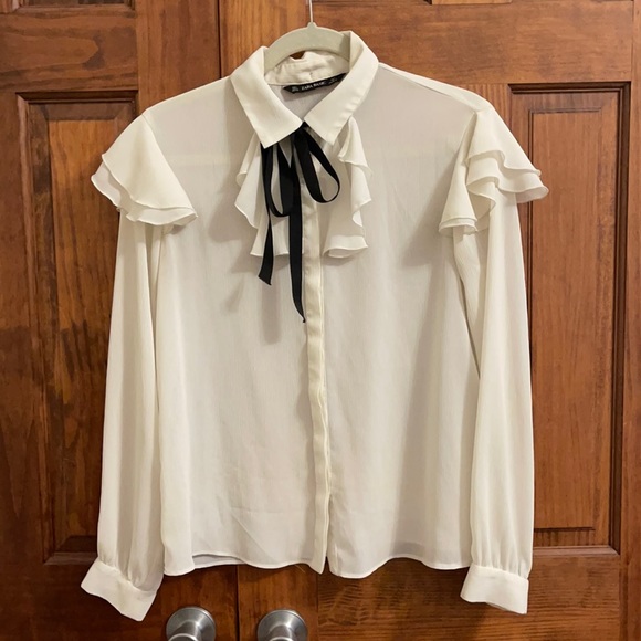 Zara Tie Neck Blouse - Picture 2 of 4